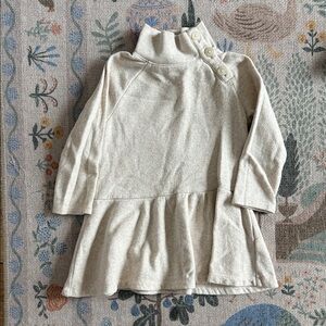 Cream Button Neck Sweatshirt Dress